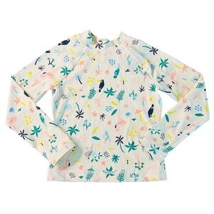 HANNA ANDERRSON GIRLS RASHGUARD SWIM TOP WITH TROPICAL PATTERN SIZE 6-7